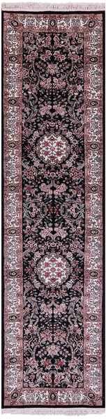 Black Persian Tabriz Handmade Wool Runner Rug - 2' 7" X 9' 10" - Golden Nile