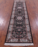Black Persian Tabriz Handmade Wool Runner Rug - 2' 7" X 9' 10" - Golden Nile