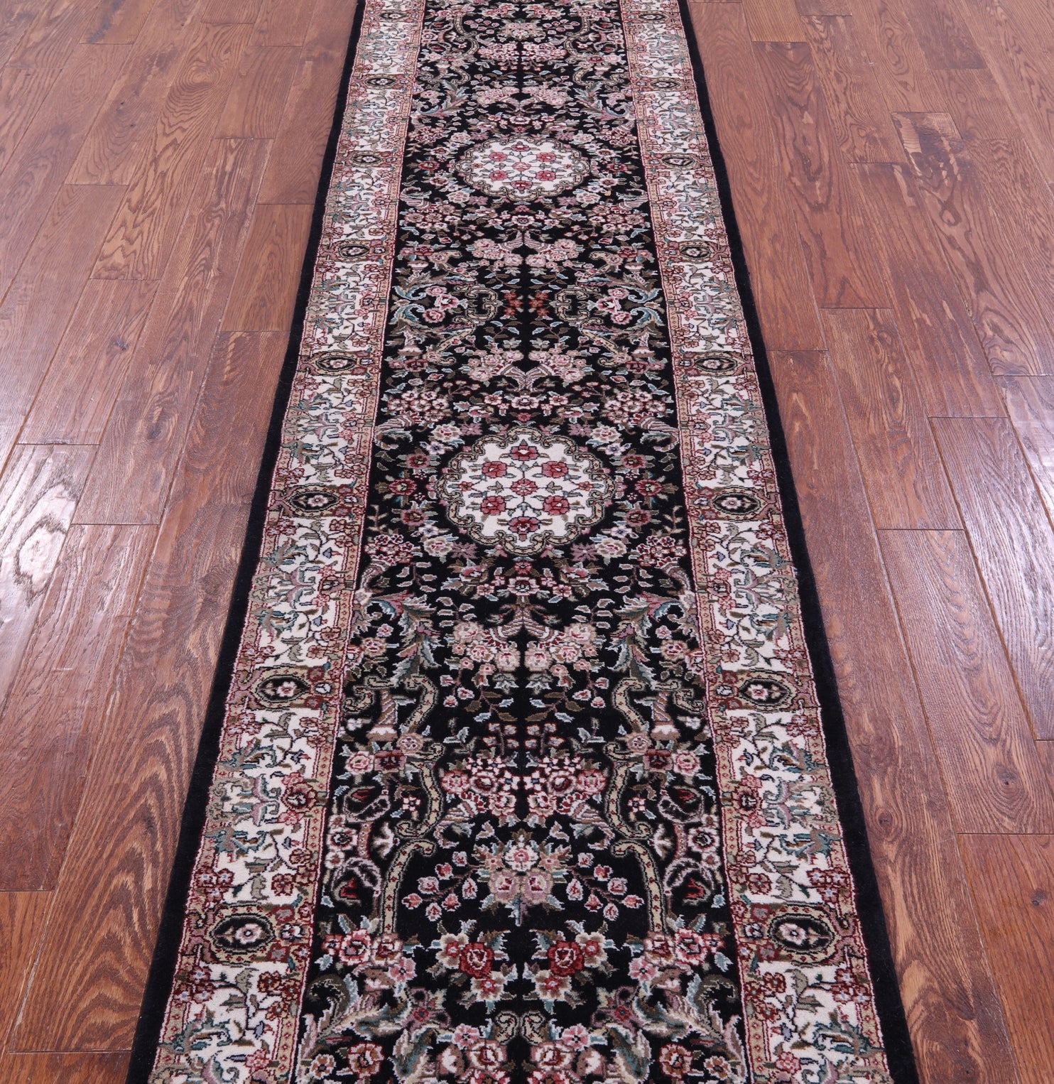 Black Persian Tabriz Handmade Wool Runner Rug - 2' 7" X 9' 10" - Golden Nile