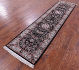 Black Persian Tabriz Handmade Wool Runner Rug - 2' 7" X 9' 10" - Golden Nile