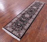 Black Persian Tabriz Handmade Wool Runner Rug - 2' 7" X 9' 10" - Golden Nile