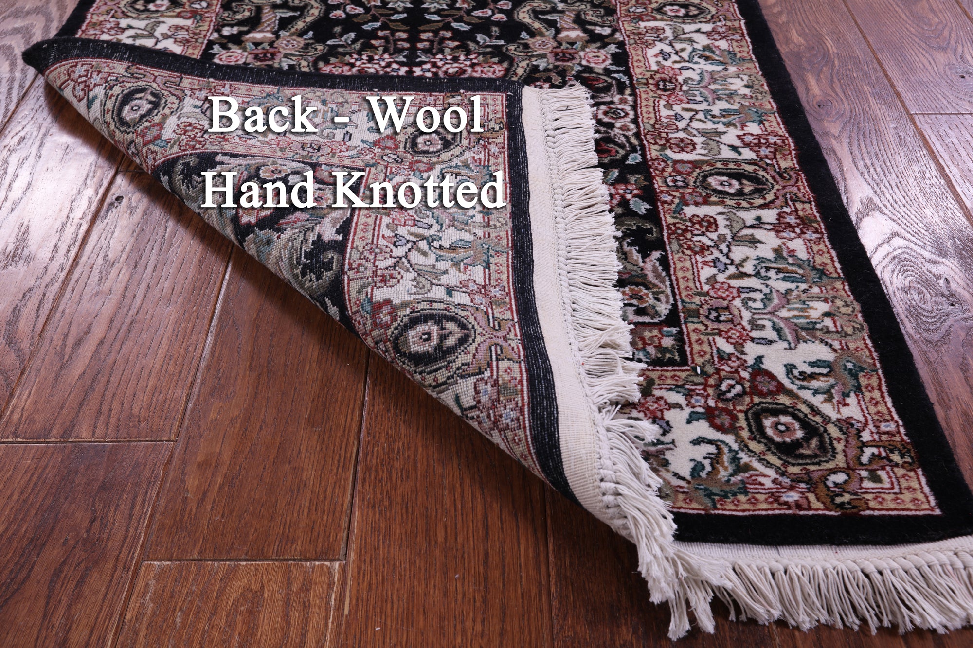 Black Persian Tabriz Handmade Wool Runner Rug - 2' 7" X 9' 10" - Golden Nile