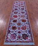 Blue Persian Tabriz Hand Knotted Wool & Silk Runner Rug - 2' 7" X 10' 2" - Golden Nile