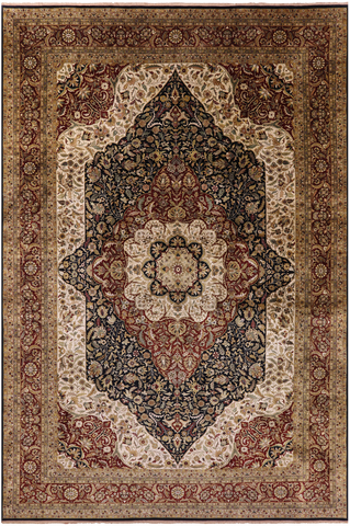 Black Persian Tabriz Hand Knotted Wool Rug - 11' 10