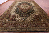Black Persian Tabriz Hand Knotted Wool Rug - 11' 10" X 17' 9" - Golden Nile