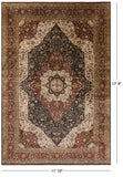Black Persian Tabriz Hand Knotted Wool Rug - 11' 10" X 17' 9" - Golden Nile