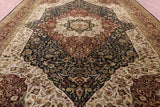 Black Persian Tabriz Hand Knotted Wool Rug - 11' 10" X 17' 9" - Golden Nile