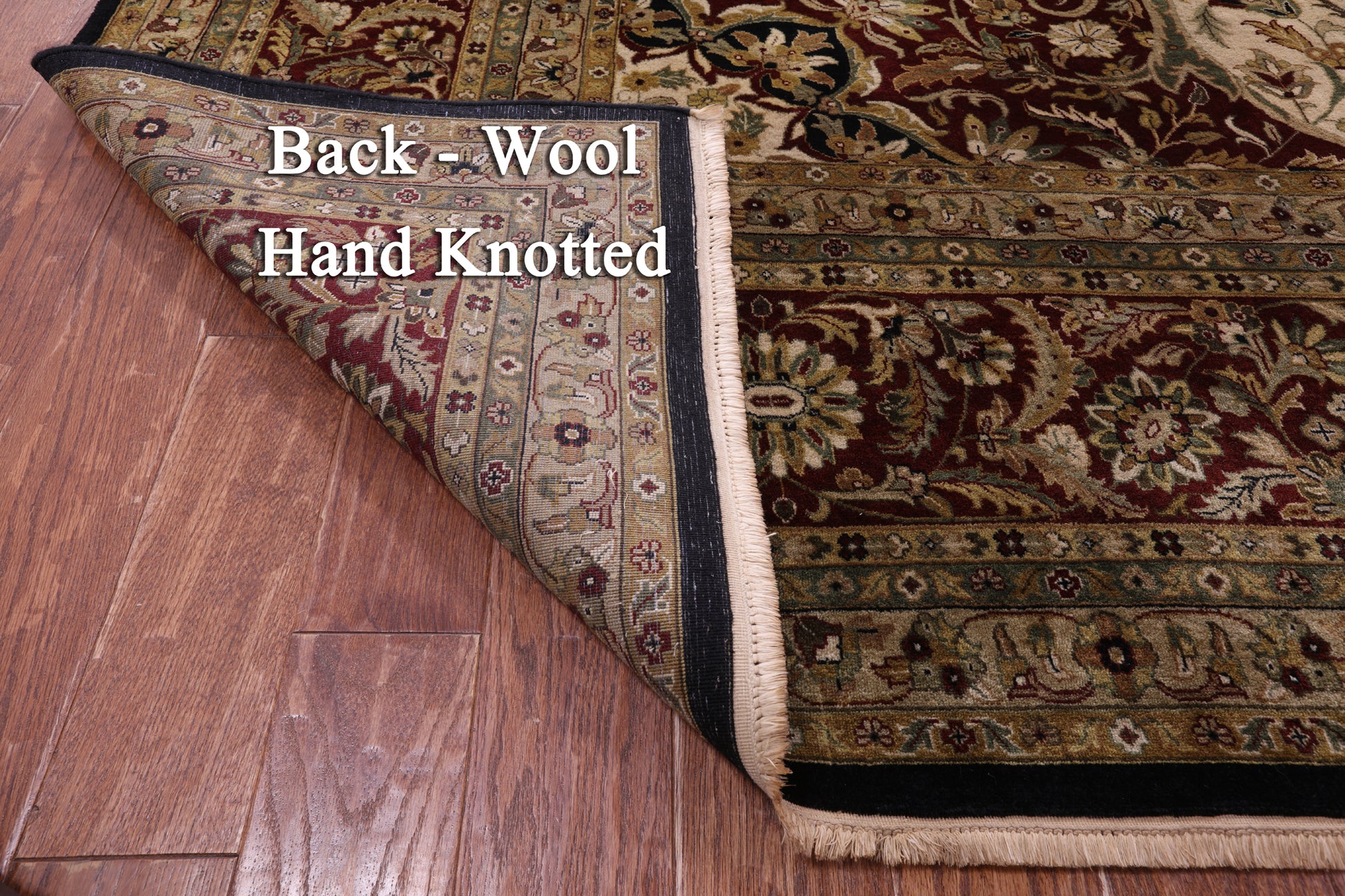 Black Persian Tabriz Hand Knotted Wool Rug - 11' 10" X 17' 9" - Golden Nile