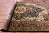 Black Persian Tabriz Hand Knotted Wool Rug - 11' 10" X 17' 9" - Golden Nile