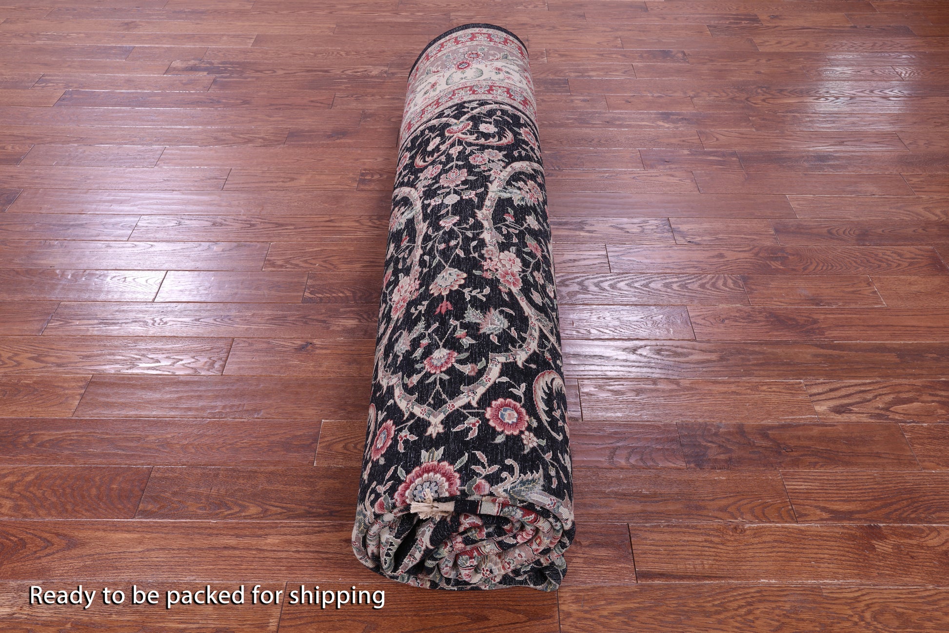 Black Persian Tabriz Hand Knotted Wool Rug - 11' 11" X 14' 8" - Golden Nile