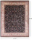 Black Persian Tabriz Hand Knotted Wool Rug - 11' 11" X 14' 8" - Golden Nile