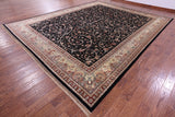 Black Persian Tabriz Hand Knotted Wool Rug - 11' 11" X 14' 8" - Golden Nile
