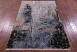 Abstract Contemporary Hand Knotted Wool & Silk Rug - 4' 2" X 6' 1" - Golden Nile