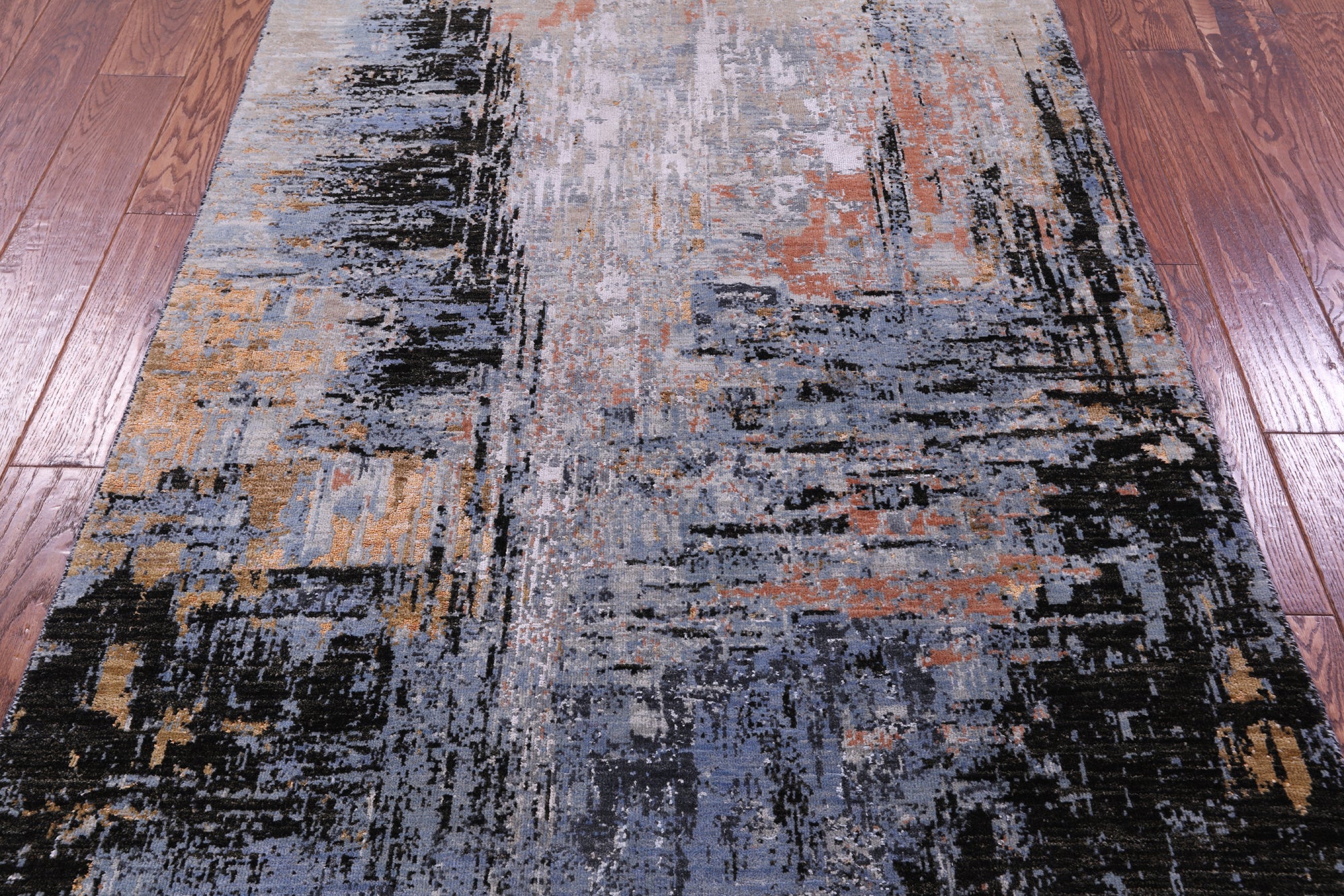 Abstract Contemporary Hand Knotted Wool & Silk Rug - 4' 2" X 6' 1" - Golden Nile