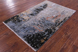 Abstract Contemporary Hand Knotted Wool & Silk Rug - 4' 2" X 6' 1" - Golden Nile