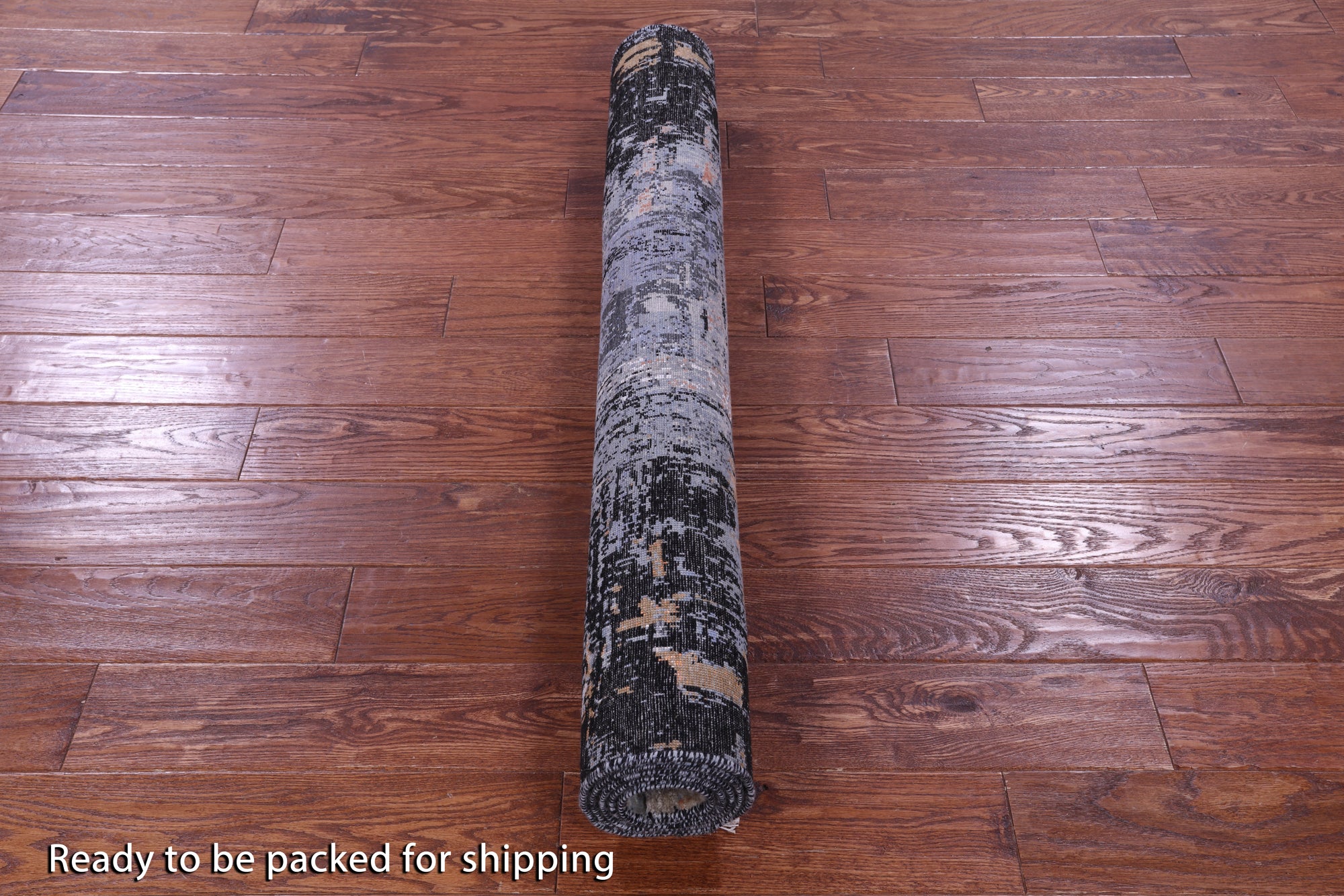 Abstract Contemporary Hand Knotted Wool & Silk Rug - 4' 2" X 6' 1" - Golden Nile