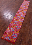 Pink Tribal Moroccan Handmade Wool Runner Rug - 1' 6" X 9' 9" - Golden Nile