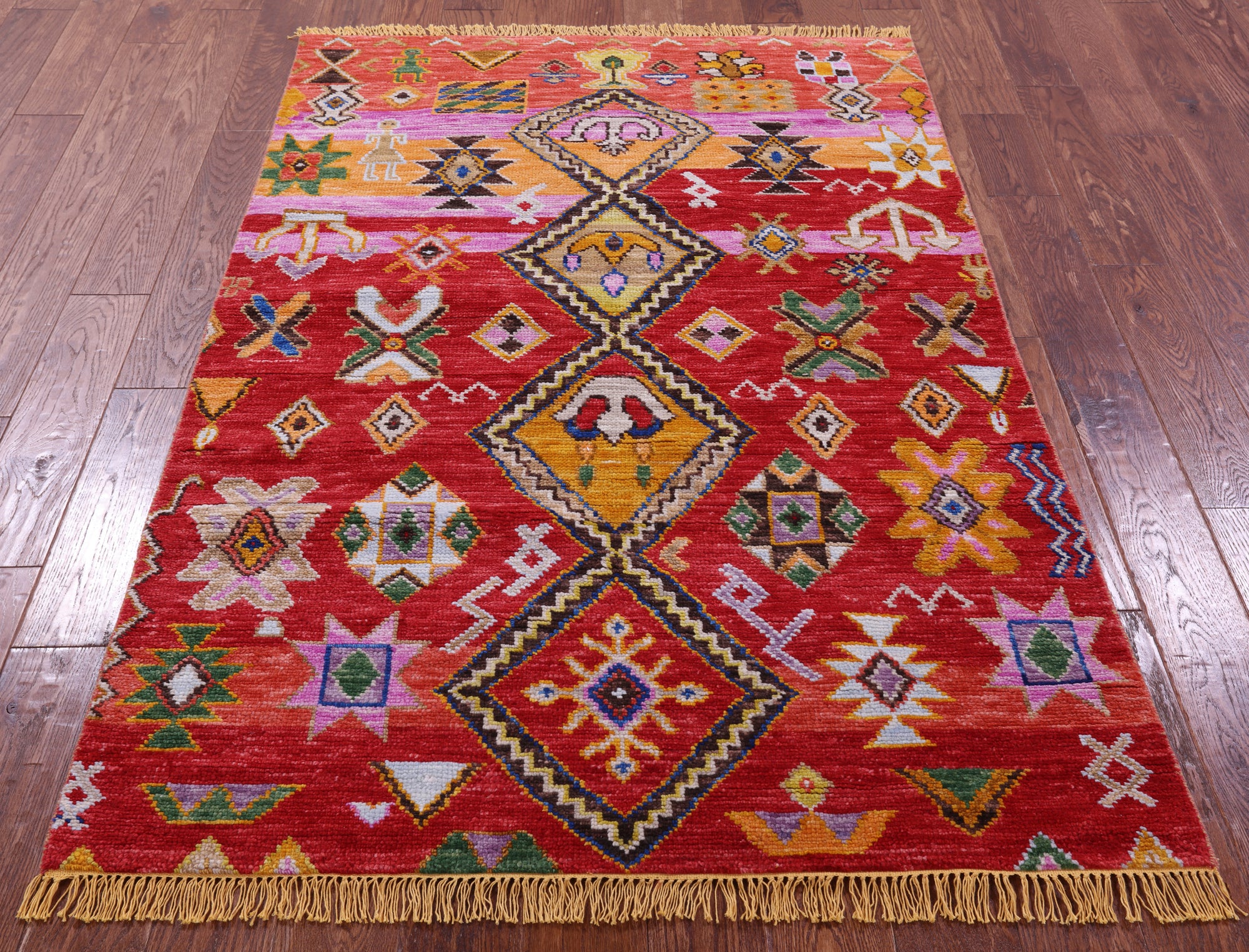 Tribal Moroccan Handmade Wool Rug - 4' 1" X 6' 0" - Golden Nile