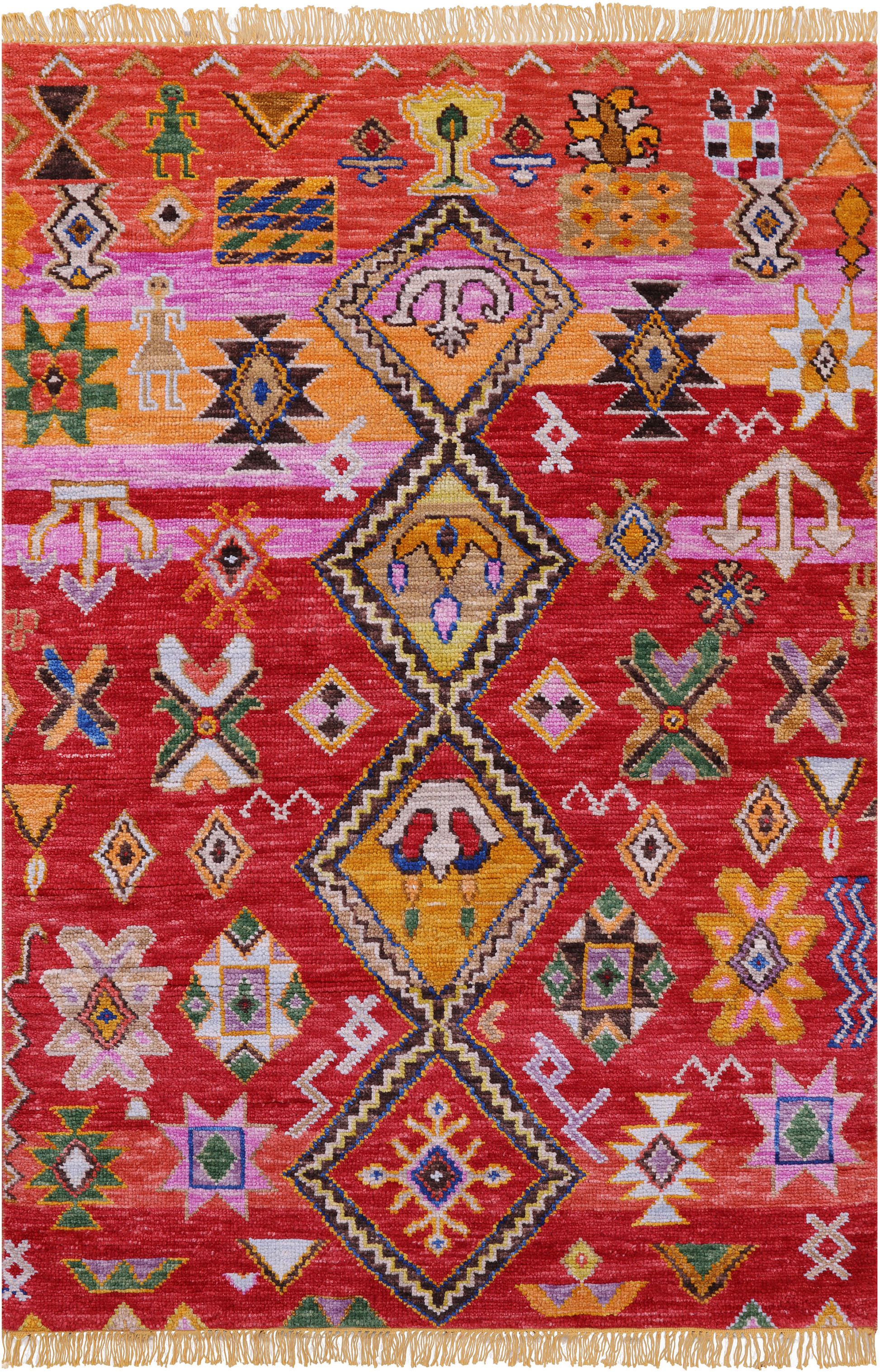 Tribal Moroccan Handmade Wool Rug - 4' 1" X 6' 0" - Golden Nile