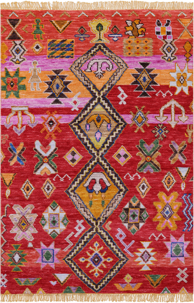 Tribal Moroccan Handmade Wool Rug - 4' 1" X 6' 0" - Golden Nile