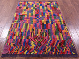 Tribal Moroccan Handmade Wool Rug - 4' 1" X 5' 10" - Golden Nile