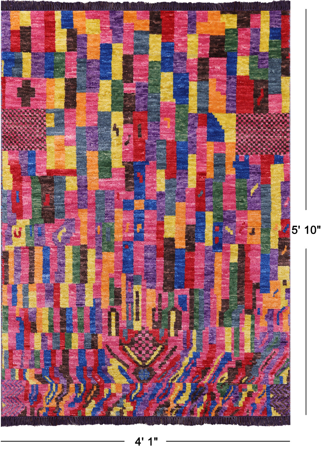 Tribal Moroccan Handmade Wool Rug - 4' 1" X 5' 10" - Golden Nile