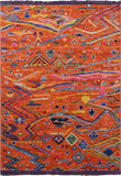 Orange Tribal Moroccan Hand Knotted Wool Rug - 4' 2" X 5' 11" - Golden Nile