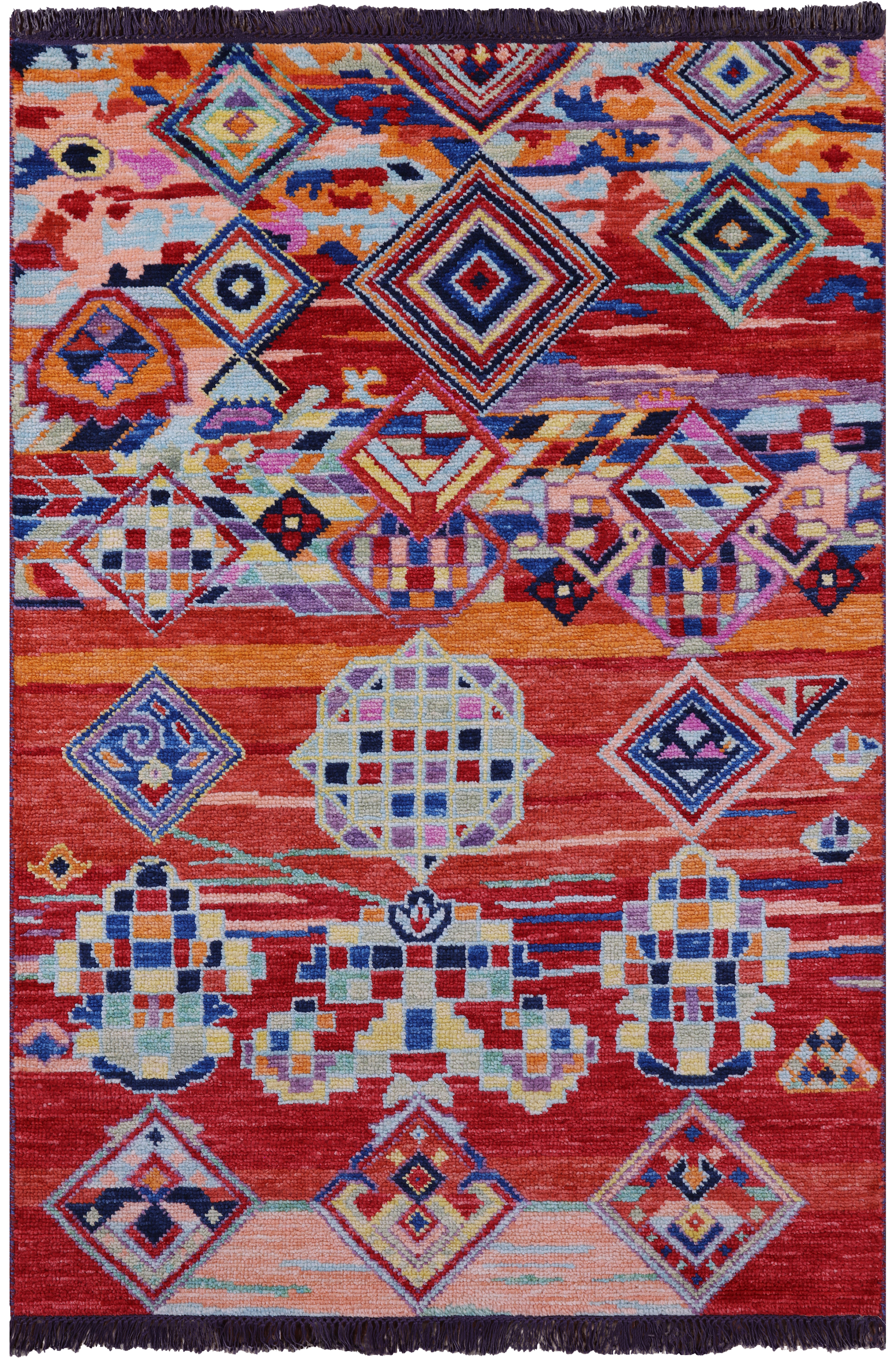 Tribal Moroccan Handmade Wool Rug - 4' 1" X 5' 11" - Golden Nile