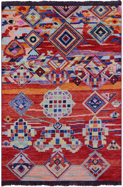 Tribal Moroccan Handmade Wool Rug - 4' 1" X 5' 11" - Golden Nile