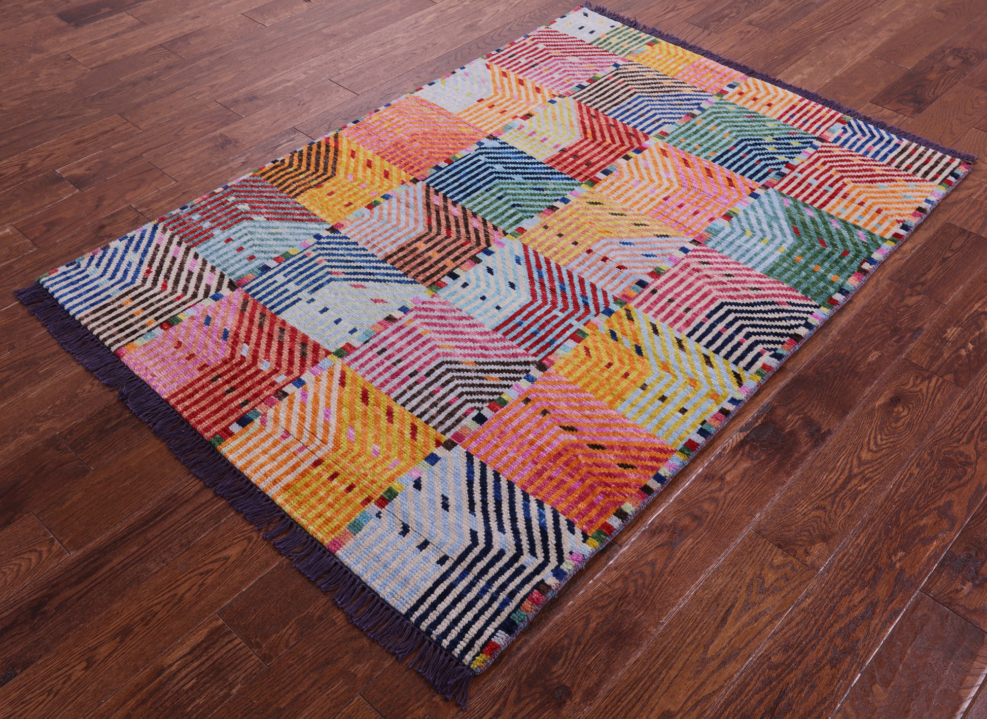 Tribal Moroccan Handmade Wool Rug - 4' 2" X 5' 10" - Golden Nile