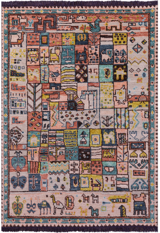 Tribal Moroccan Hand-Knotted Wool Rug - 4' 1