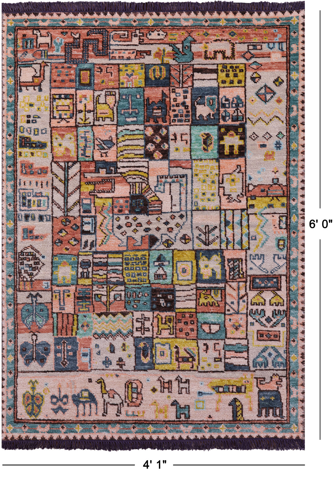 Tribal Moroccan Hand-Knotted Wool Rug - 4' 1" X 6' 0" - Golden Nile