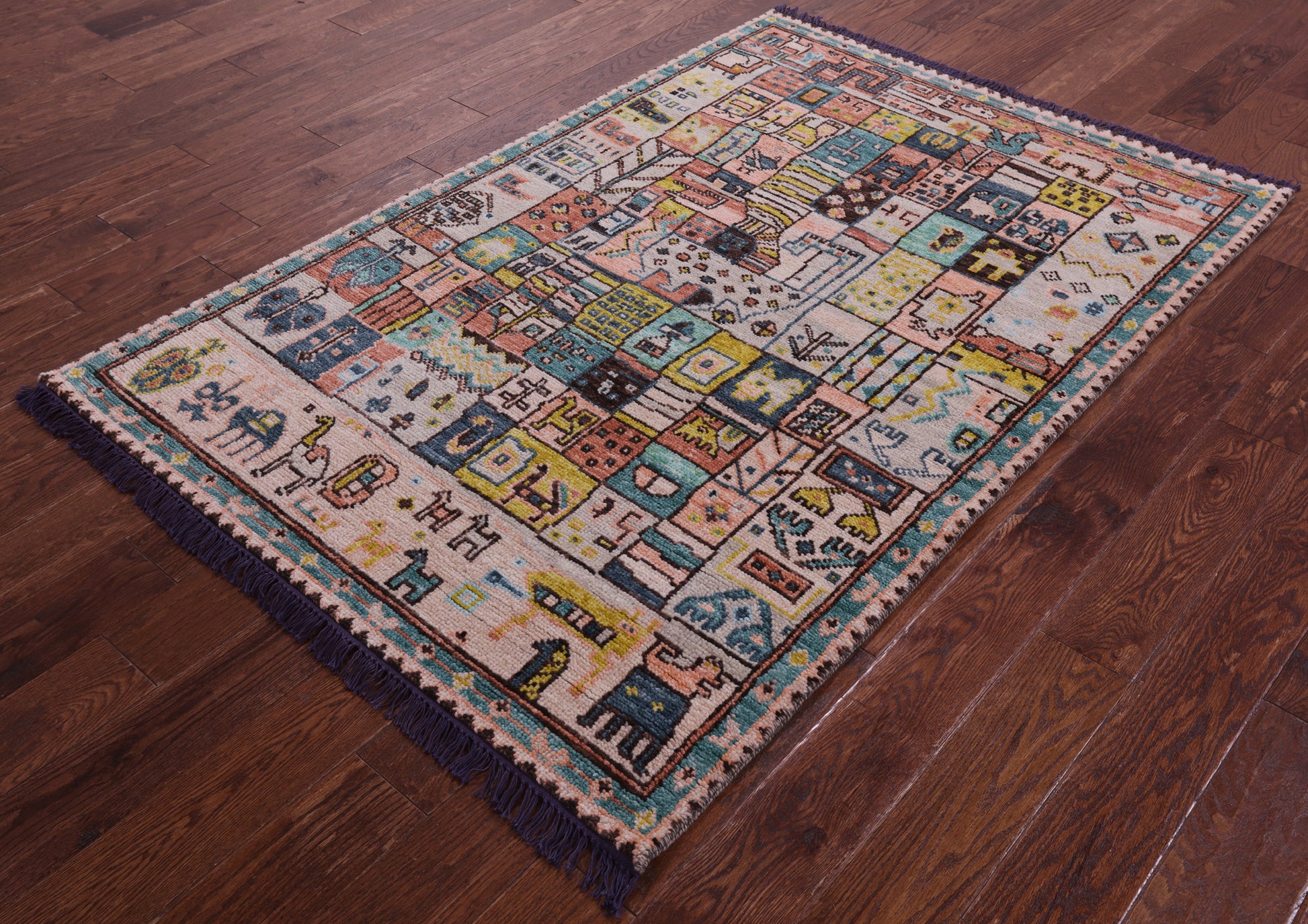 Tribal Moroccan Hand-Knotted Wool Rug - 4' 1" X 6' 0" - Golden Nile