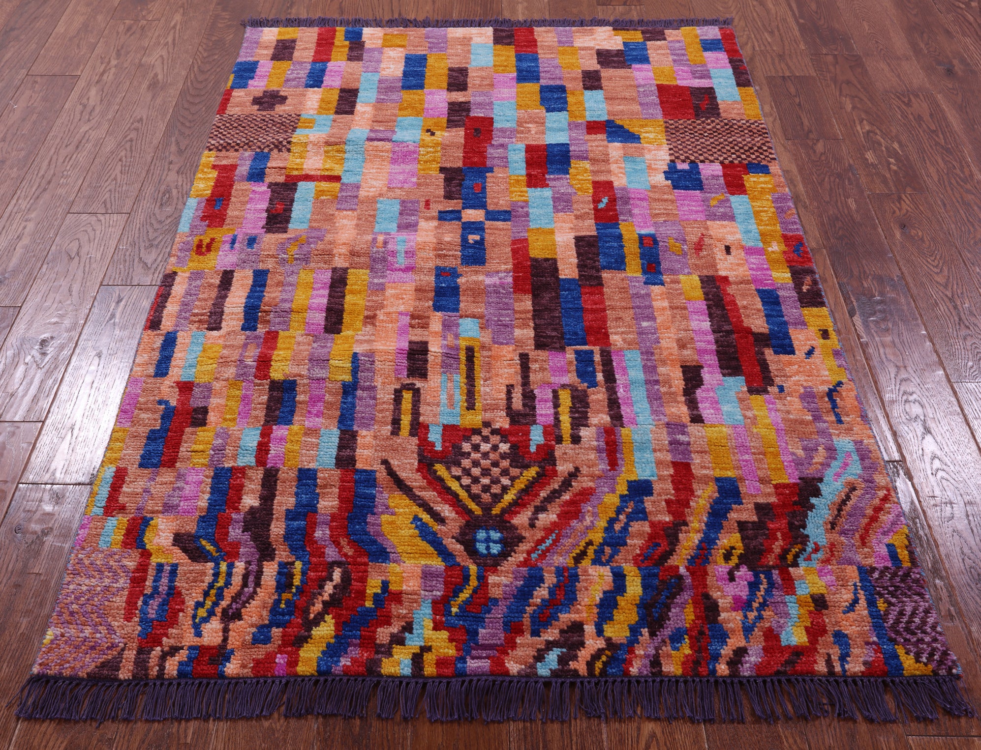 Tribal Moroccan Hand-Knotted Wool Rug - 4' 1" X 5' 11" - Golden Nile
