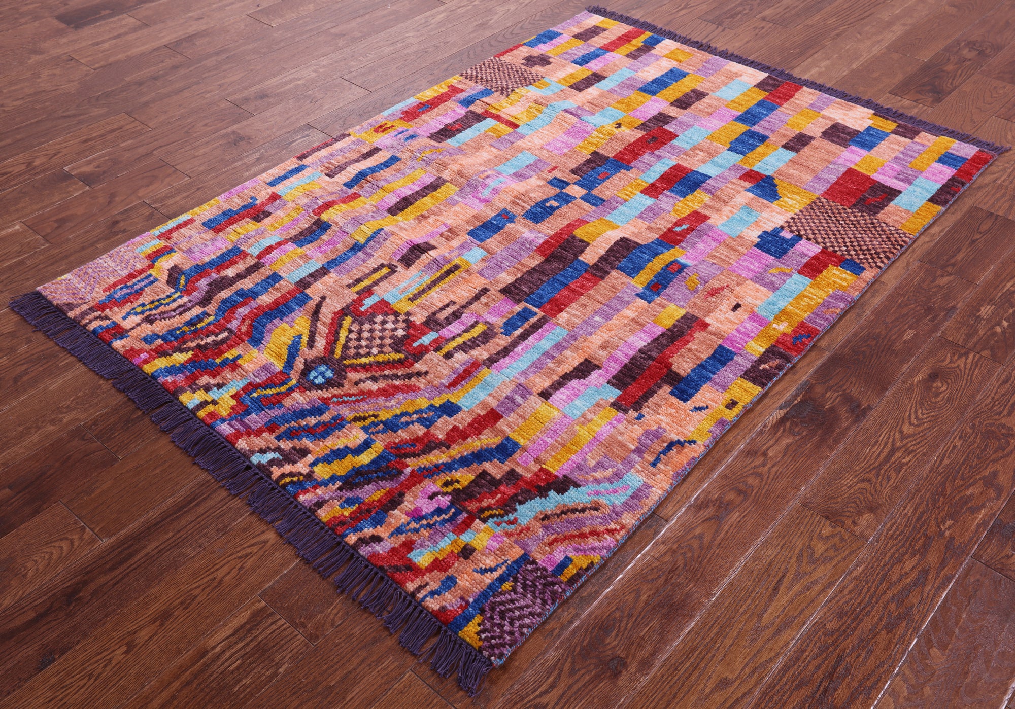 Tribal Moroccan Hand-Knotted Wool Rug - 4' 1" X 5' 11" - Golden Nile