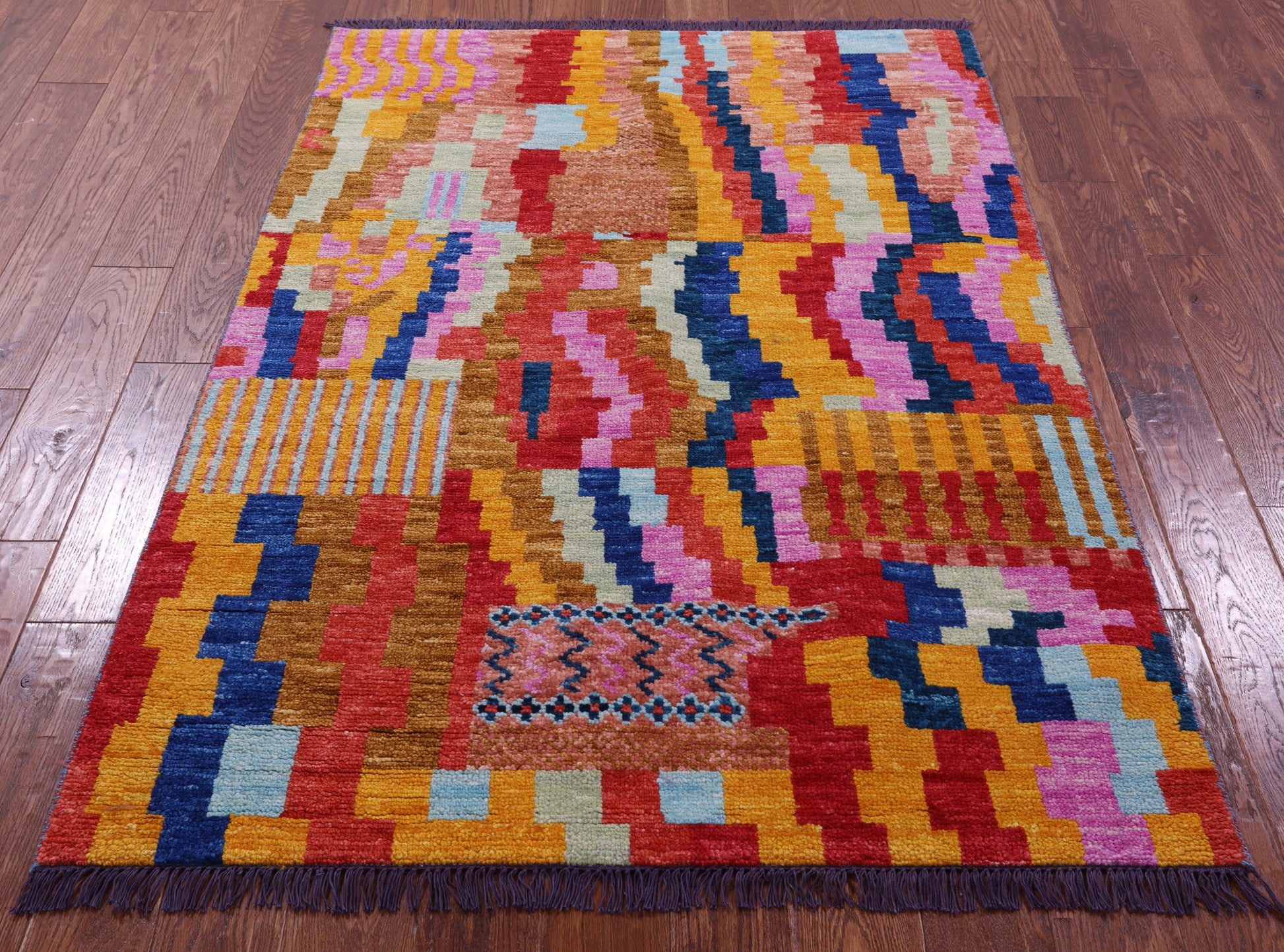 Tribal Moroccan Handmade Wool Rug - 4' 1" X 5' 10" - Golden Nile