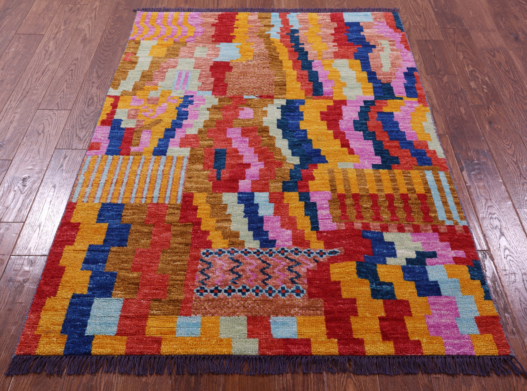 Tribal Moroccan Handmade Wool Rug - 4' 1" X 5' 10" - Golden Nile