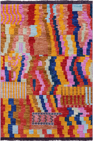 Tribal Moroccan Handmade Wool Rug - 4' 1