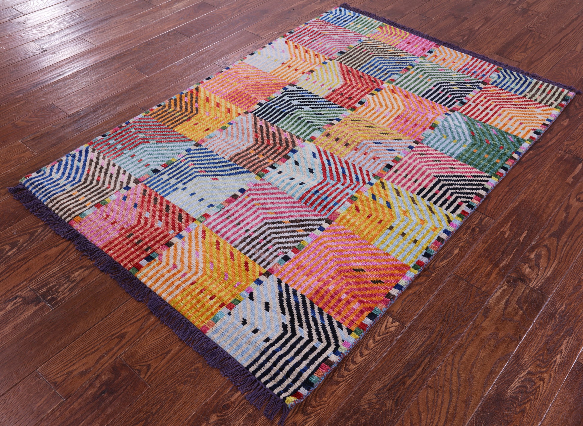 Tribal Moroccan Handmade Wool Rug - 4' 1" X 5' 10" - Golden Nile