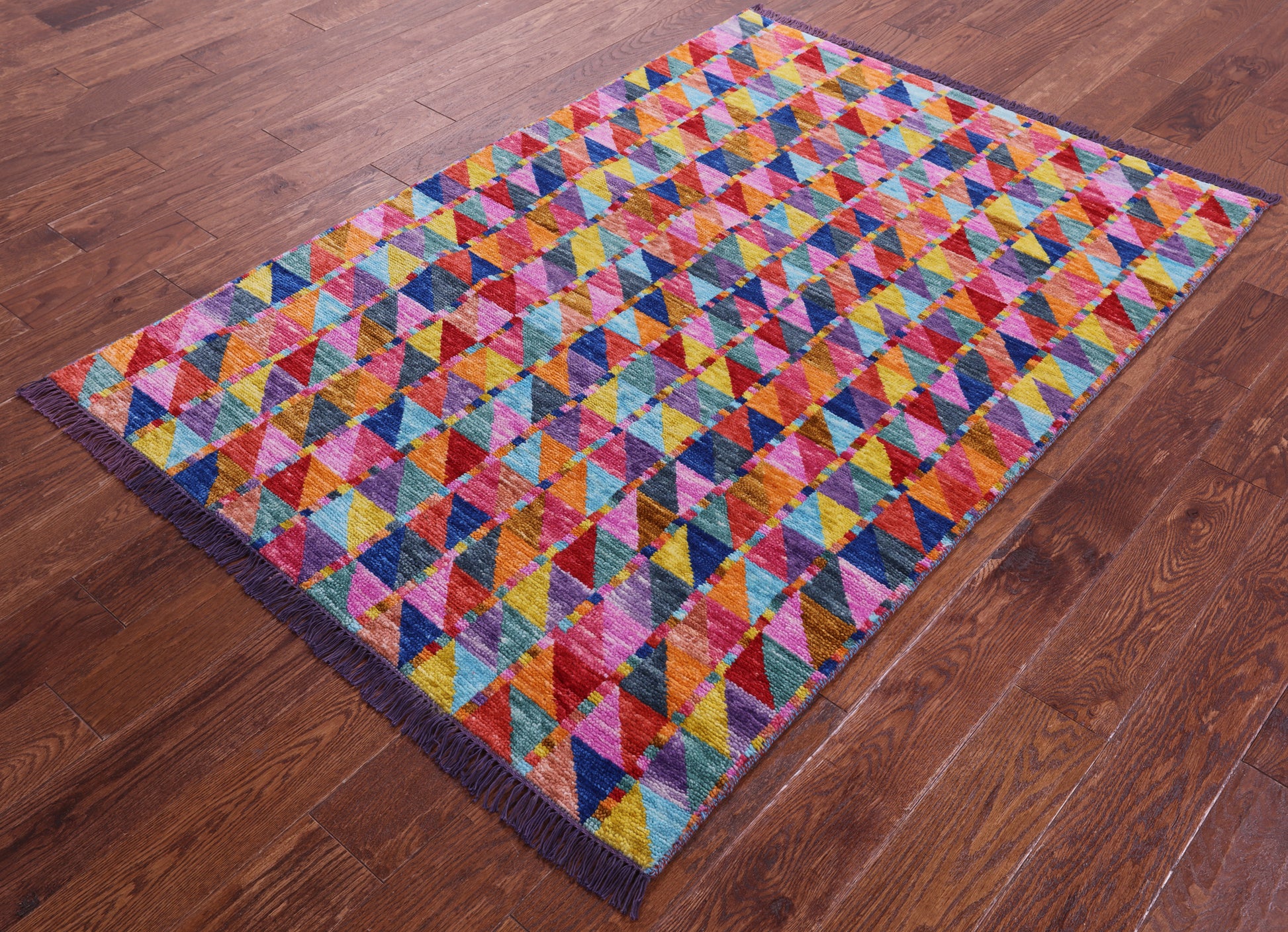 Tribal Moroccan Hand-Knotted Wool Rug - 4' 0" X 5' 10" - Golden Nile