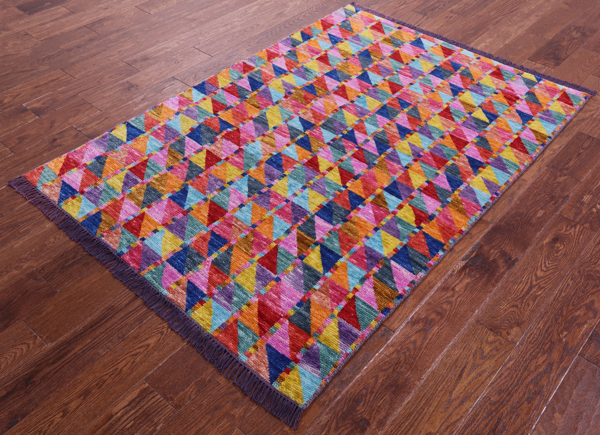 Tribal Moroccan Hand-Knotted Wool Rug - 4' 0" X 5' 10" - Golden Nile