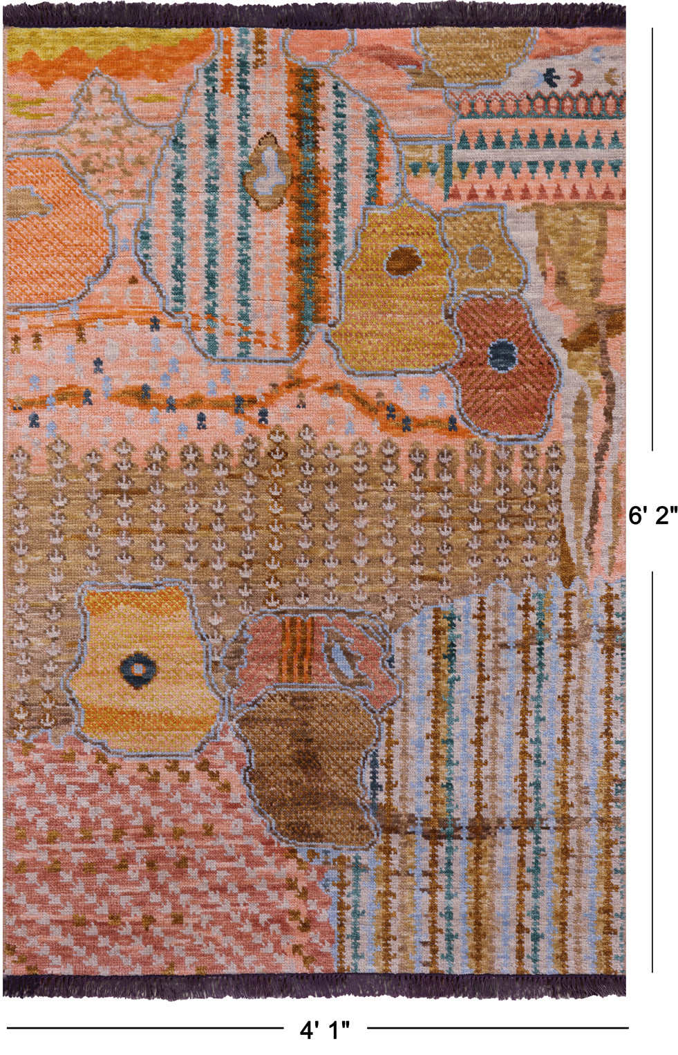 Tribal Moroccan Handmade Wool Rug - 4' 1" X 6' 2" - Golden Nile