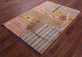 Tribal Moroccan Handmade Wool Rug - 4' 1" X 6' 2" - Golden Nile
