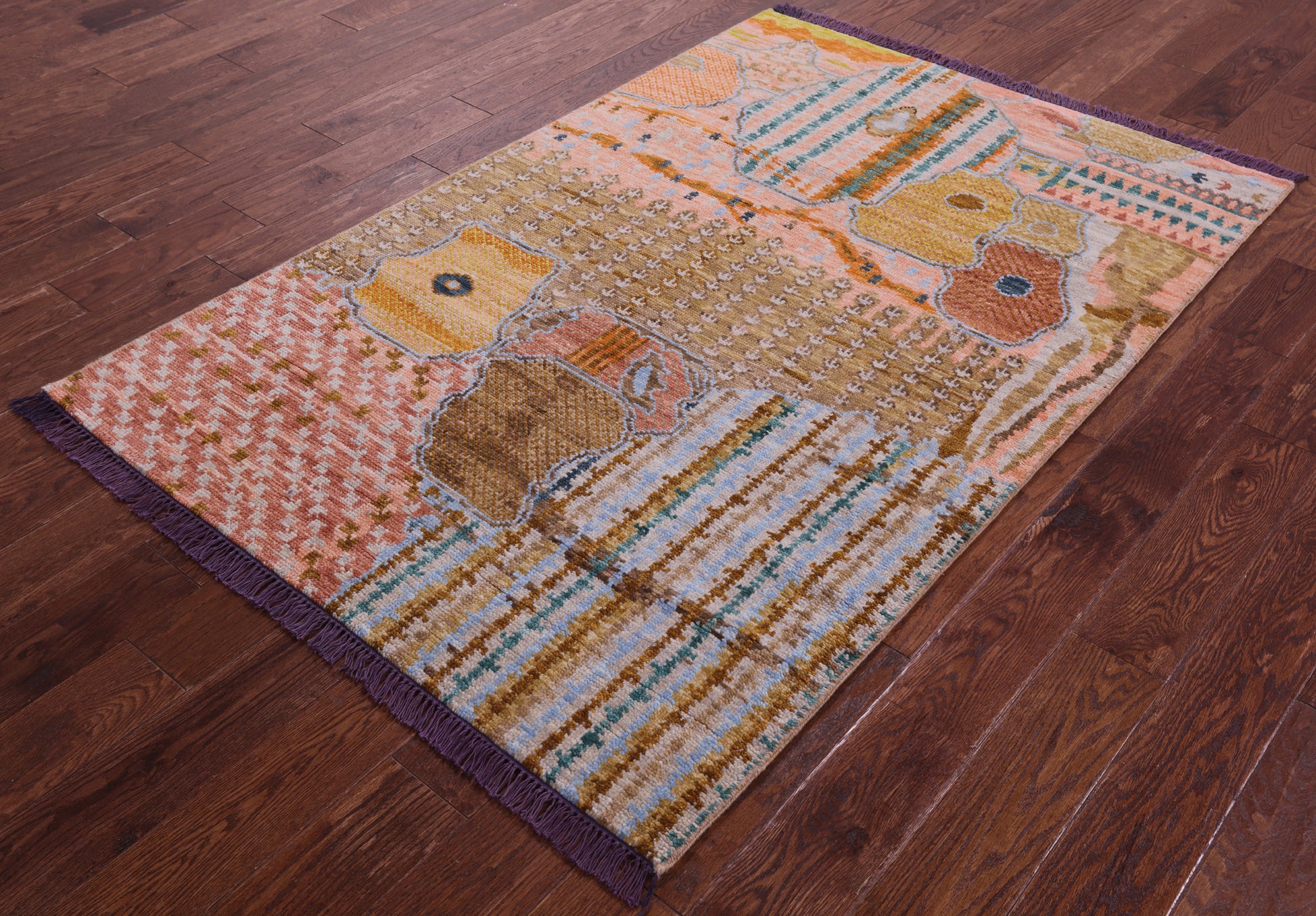 Tribal Moroccan Handmade Wool Rug - 4' 1" X 6' 2" - Golden Nile