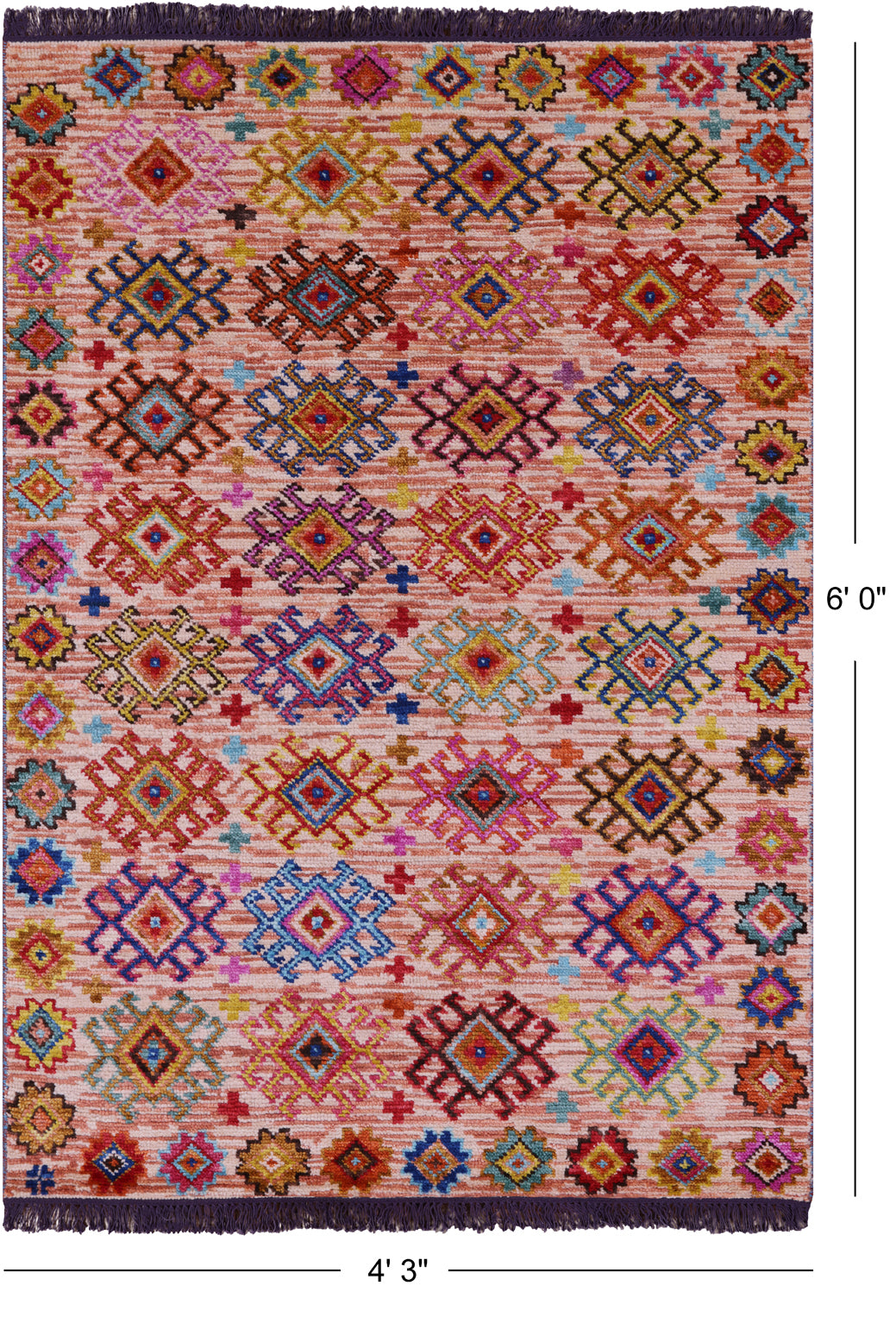 Tribal Moroccan Handmade Wool Rug - 4' 3" X 6' 0" - Golden Nile