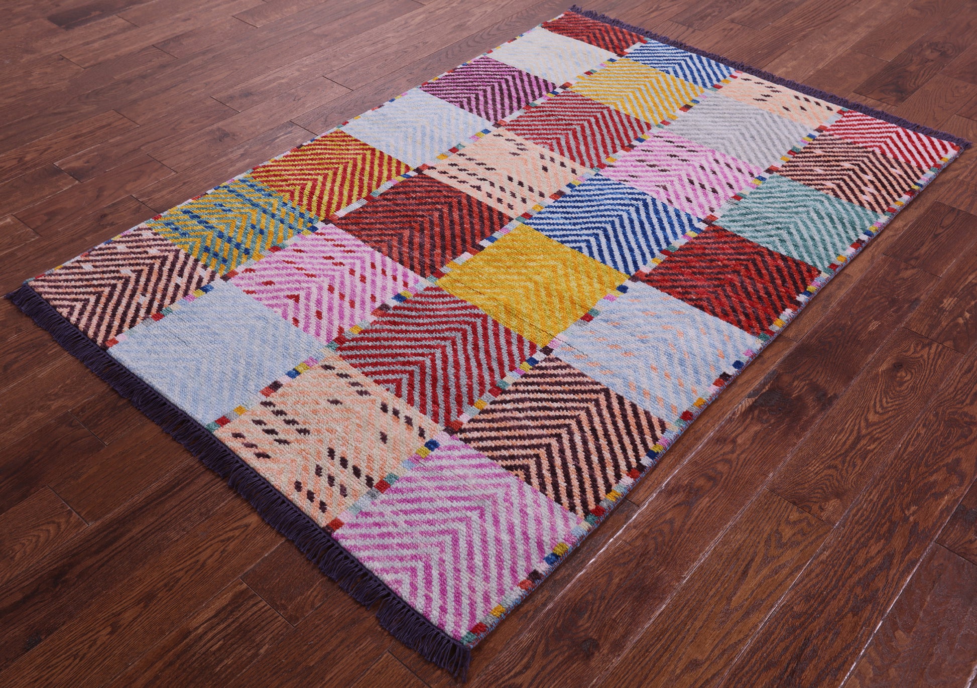 Tribal Moroccan Hand-Knotted Wool Rug - 4' 1" X 6' 0" - Golden Nile