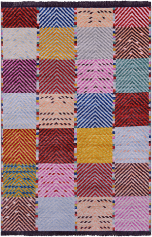 Tribal Moroccan Hand-Knotted Wool Rug - 4' 1