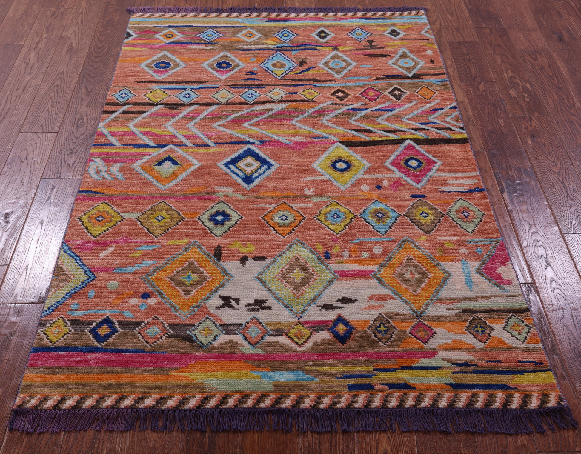 Tribal Moroccan Handmade Wool Rug - 4' 0" X 5' 10" - Golden Nile