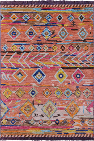 Tribal Moroccan Handmade Wool Rug - 4' 0" X 5' 10" - Golden Nile