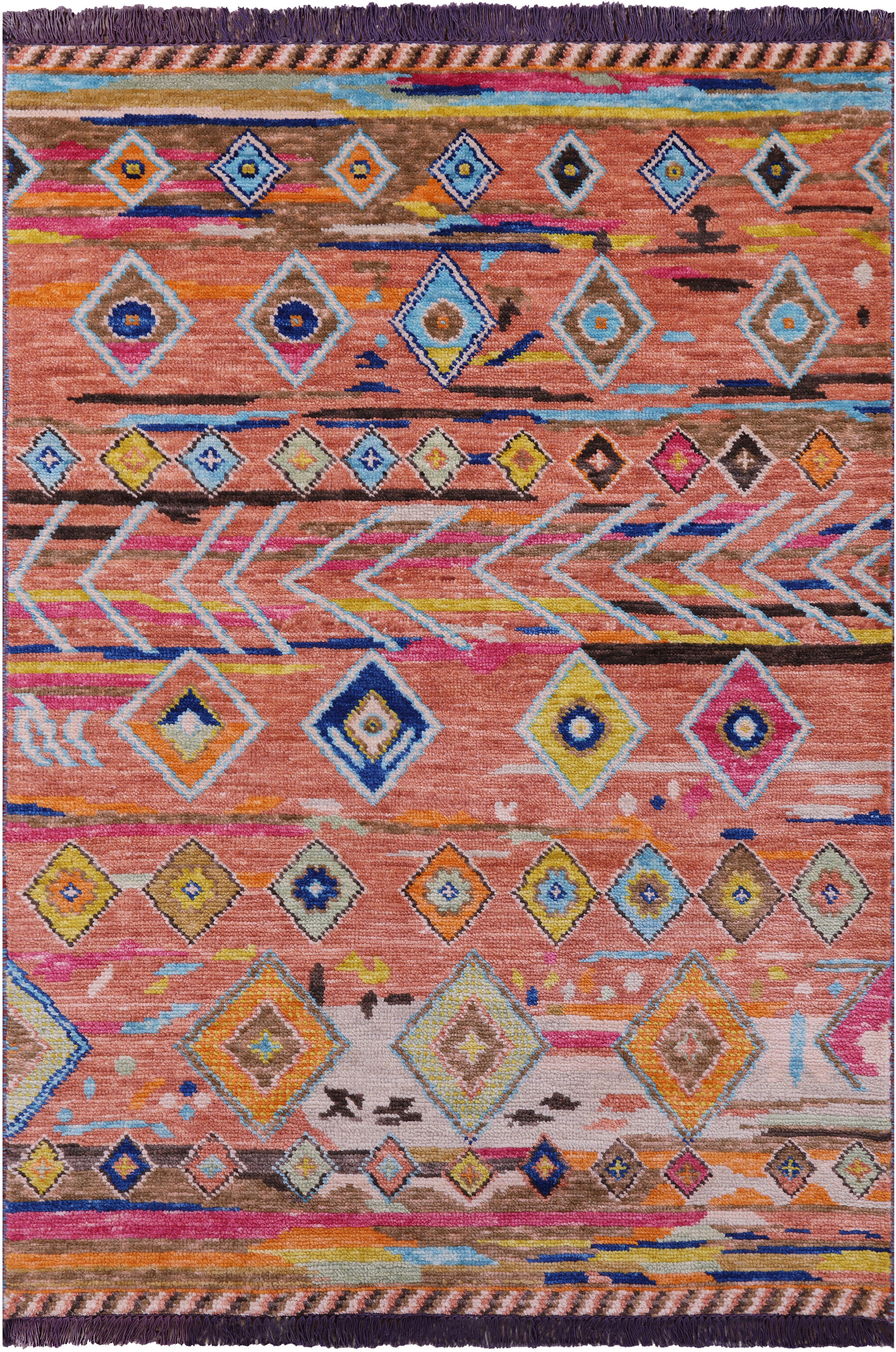 Tribal Moroccan Handmade Wool Rug - 4' 0" X 5' 10" - Golden Nile